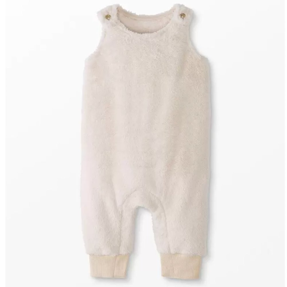NWT Hanna Andersson Baby Marshmallow Overalls, White(Light Oat), 12-18 mos